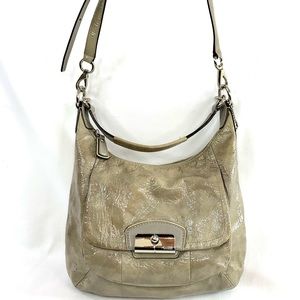 Coach Taupe Gray Patent Leather Shoulder Bag 19299